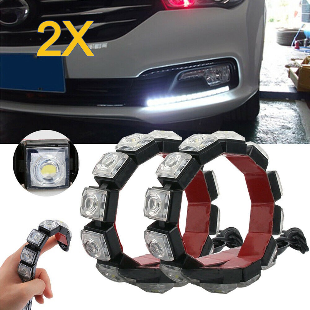2Pcs Car Flexible 6 LED DRL Daytime Running Light Driving Daylight Fog Light Lamp