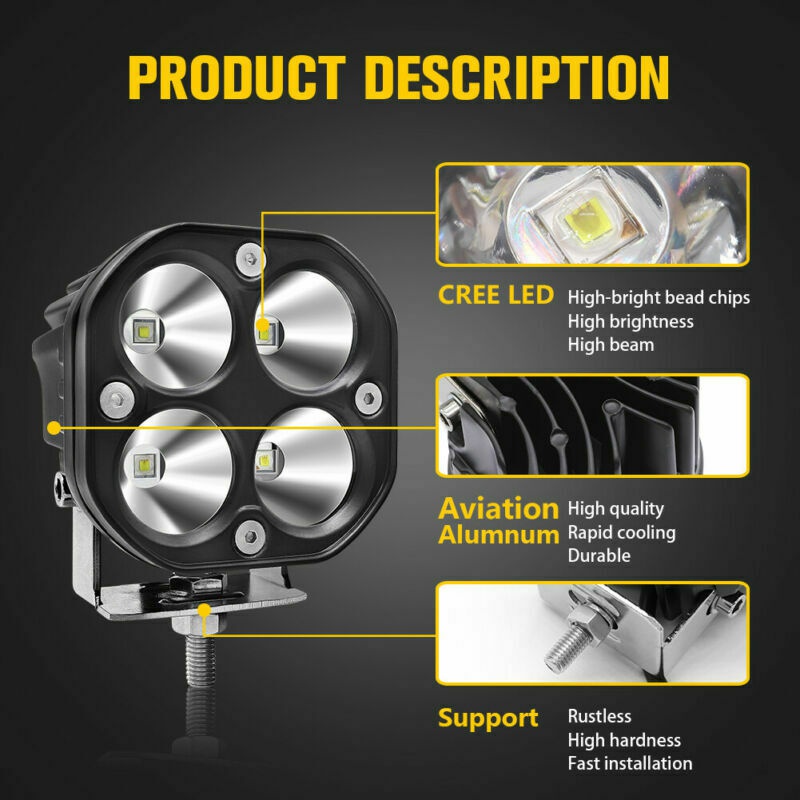 3" 2Pcs CREE LED Work Light Spot Lamp 25W Car OffRoad Ship Driving Fog Light ATV UTV
