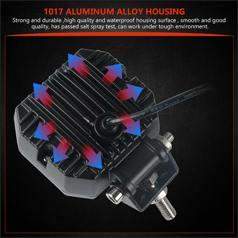 2pcs 3inch LED Work Light Bar Red Halo Angel Eye Spot Offroad Driving Lamp UTV ATV