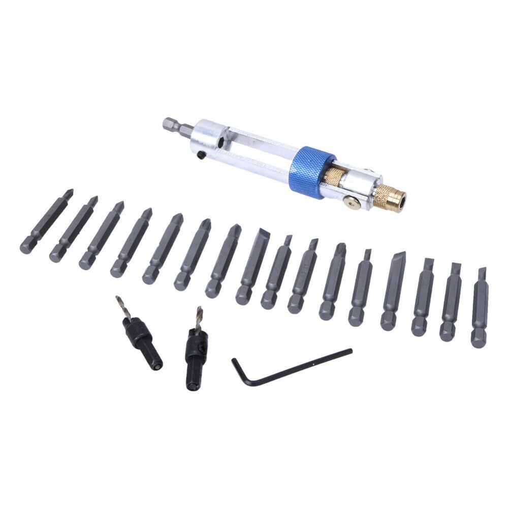 20pc Drill Flip Drive 3 in 1 HSS Countersink Drill Bit Driver Swivel Head Quick-Change Tool Set