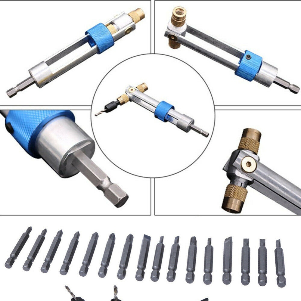 20pc Drill Flip Drive 3 in 1 HSS Countersink Drill Bit Driver Swivel Head Quick-Change Tool Set