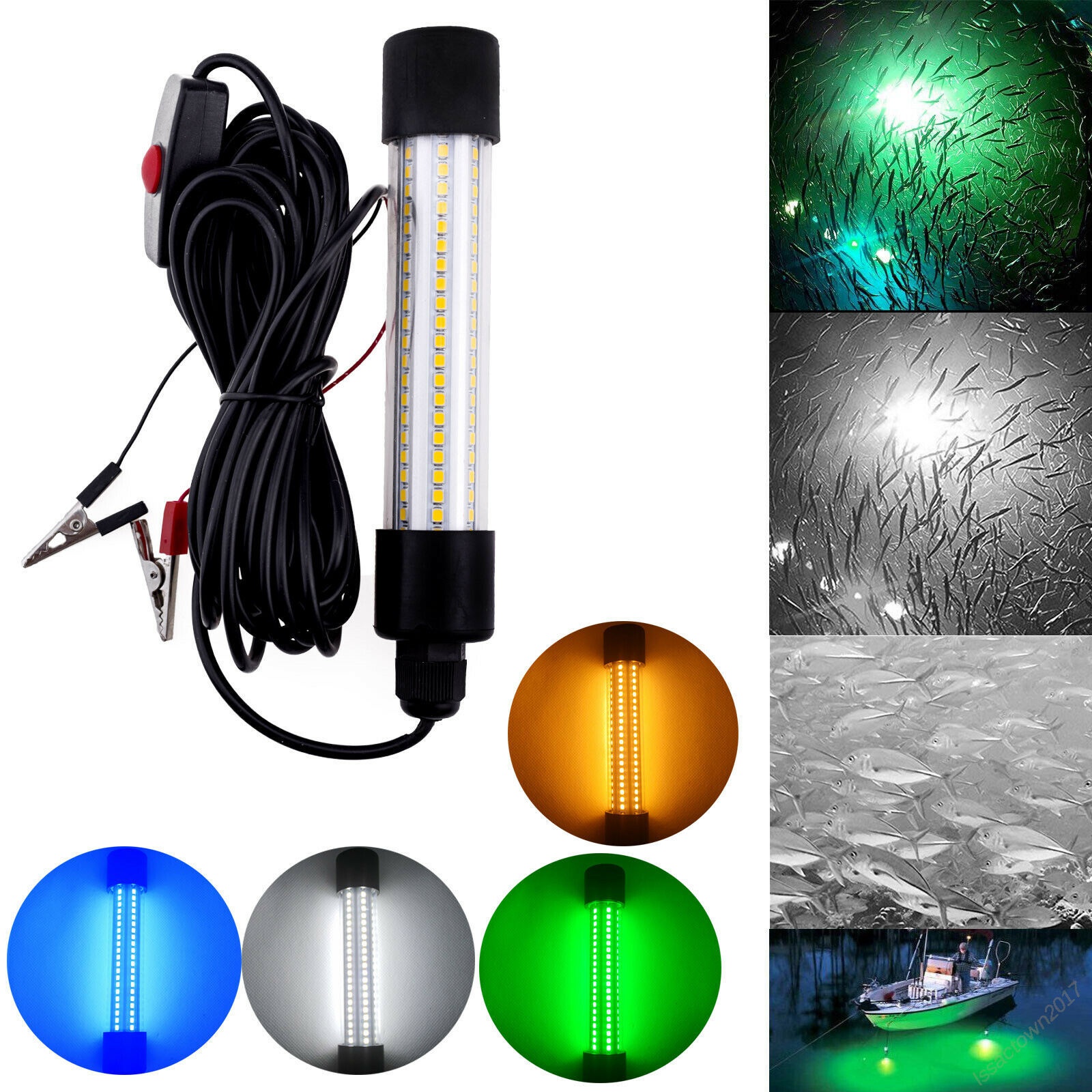 1200LM LED Submersible Fishing Night Light Underwater Fish Lure Bait Finder Lamp
