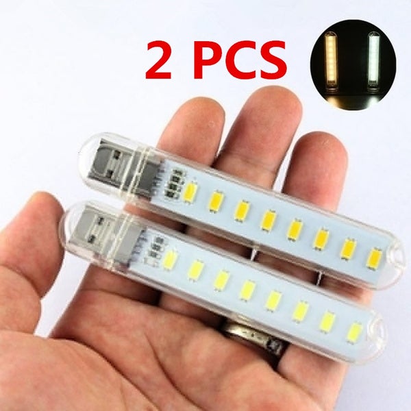 2PCS 8 LED Mini Portable USB Lamp DC 5V Camping USB Lighting For PC Laptop Mobile Power Bank Gadget
