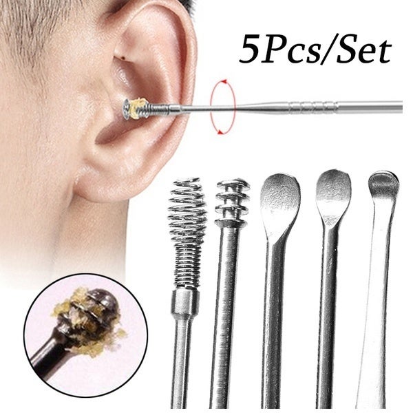 5pcs Spiral Ear Pick Spoon Set Wax Removal Cleaner Multifunction Beauty Tools Accessories