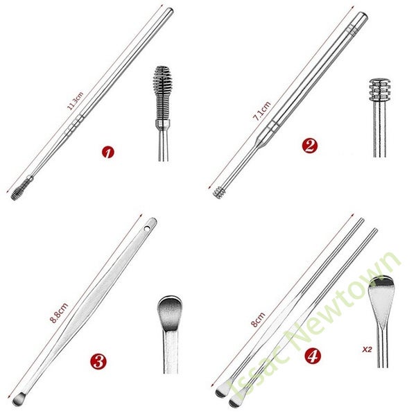 5pcs Spiral Ear Pick Spoon Set Wax Removal Cleaner Multifunction Beauty Tools Accessories