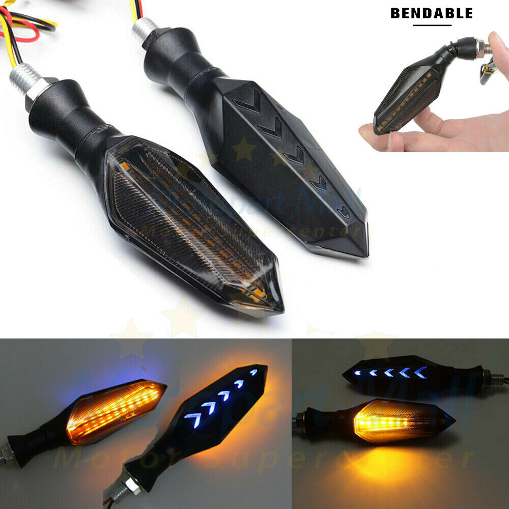 Motorcycle LED Turn Signals Lamp Amber Brake Lights Two Side Sequential Flowing