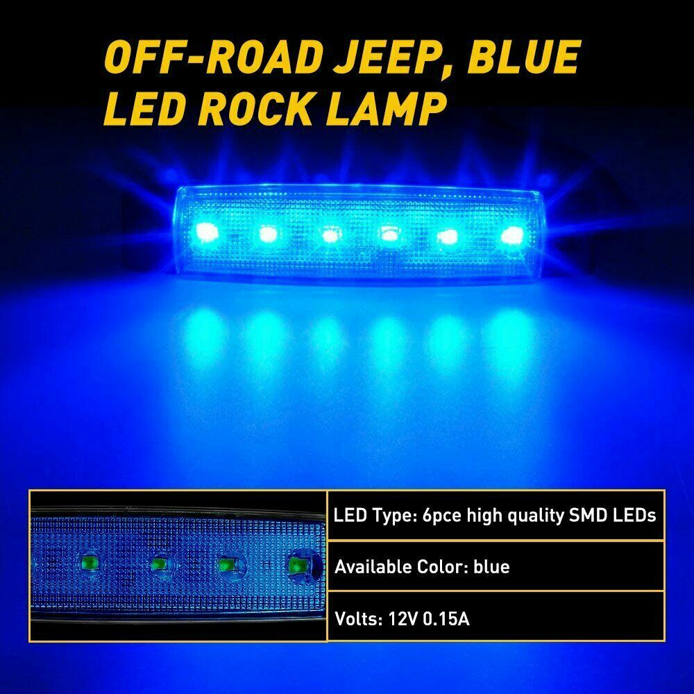 10 Blue LED Pods Rock Underbody Wheel Lights For Jeep Offroad Truck UTV ATV Boat