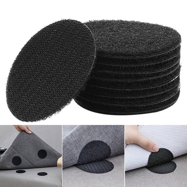 20pcs/10 Pairs Anti Curling Carpet Tape Rug Gripper Velcro Secure the Carpet, Sofa, and Sheets in