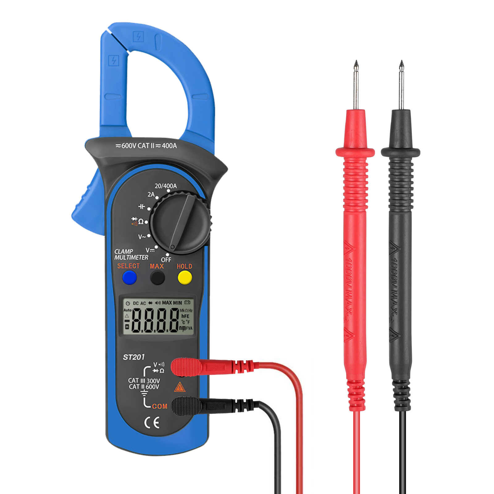 Digital multimeter tester AC DC volt ohm ampere clamp meter automatic range LCD handheld-