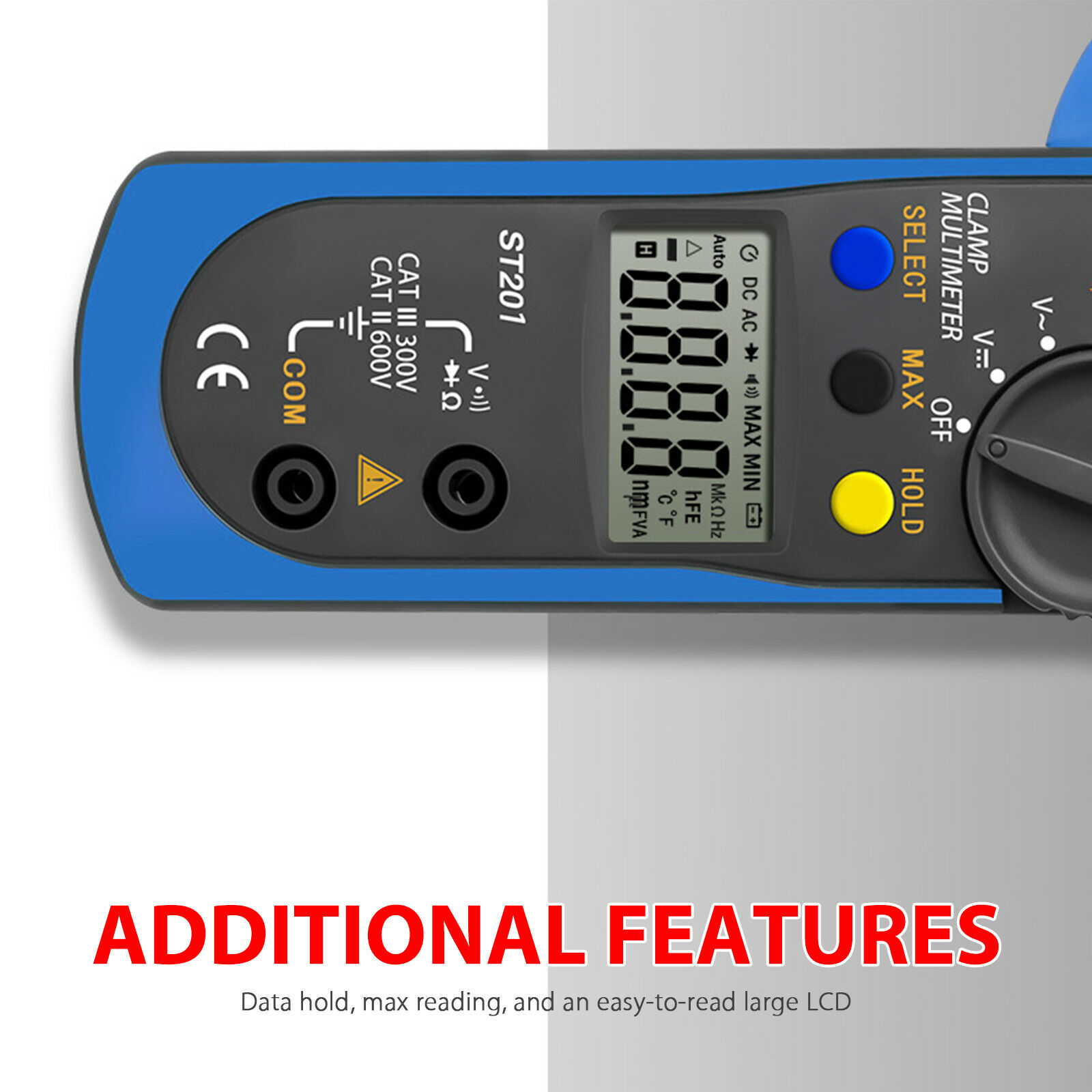 Digital multimeter tester AC DC volt ohm ampere clamp meter automatic range LCD handheld-