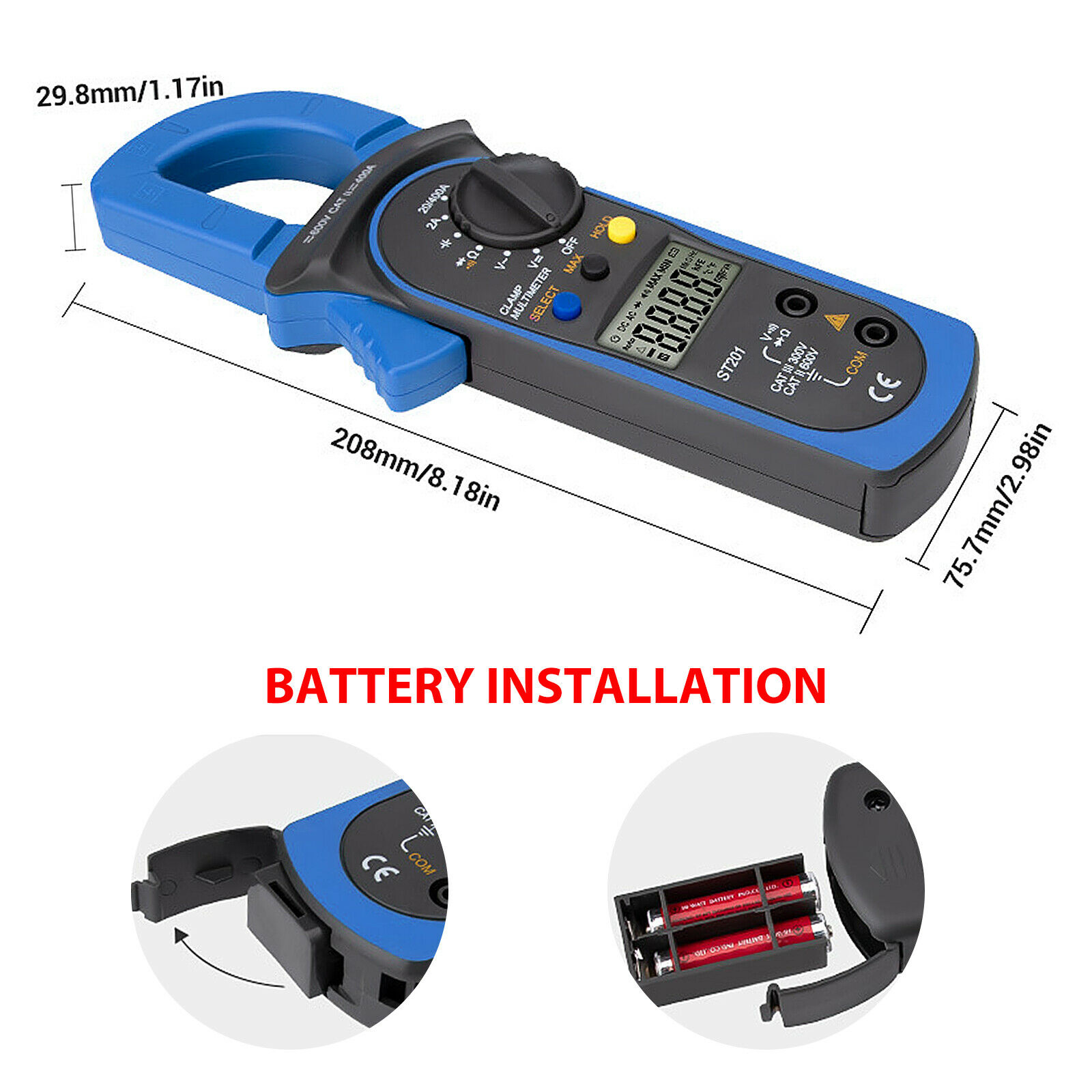 Digital multimeter tester AC DC volt ohm ampere clamp meter automatic range LCD handheld-