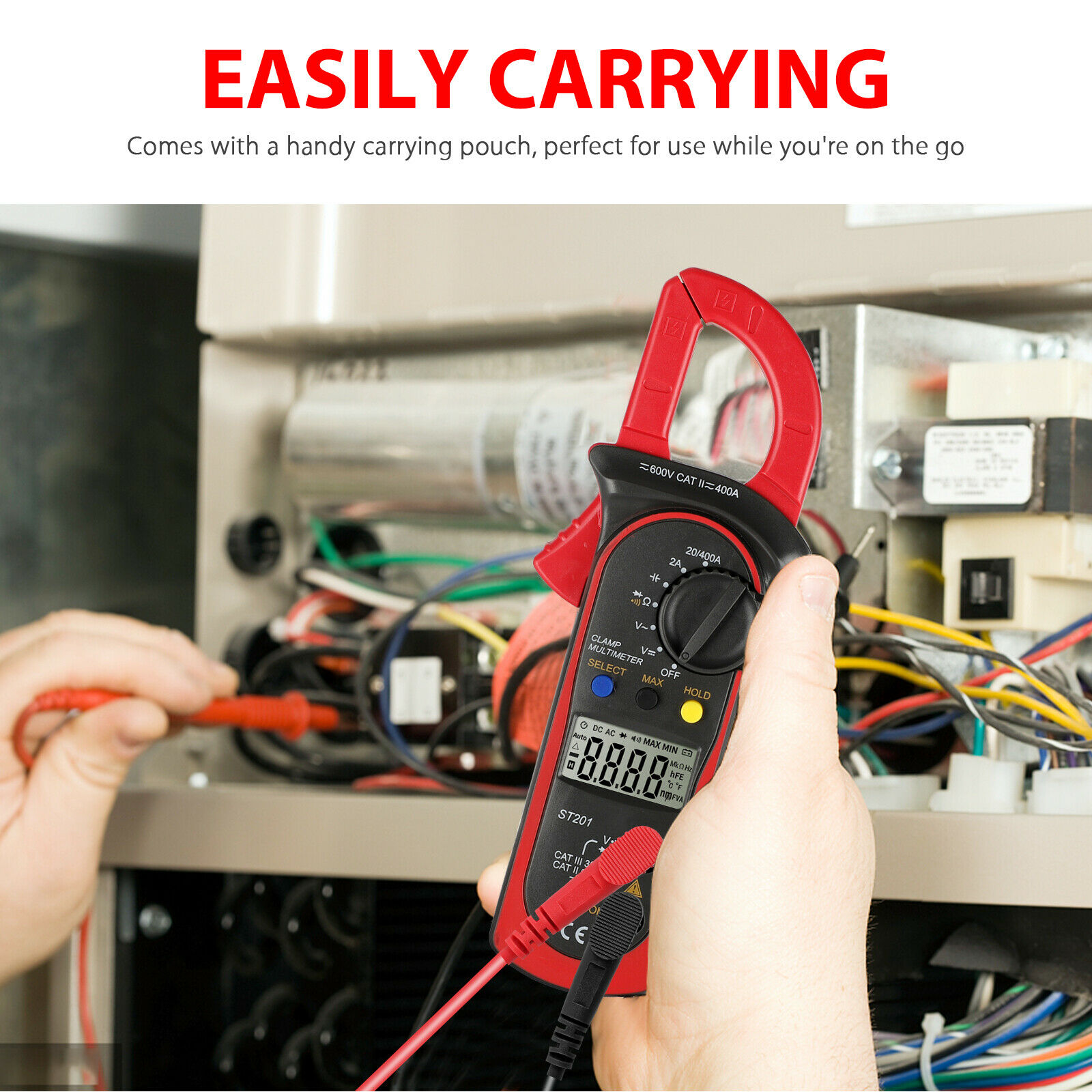 Digital multimeter tester AC DC volt ohm ampere clamp meter automatic range LCD handheld-