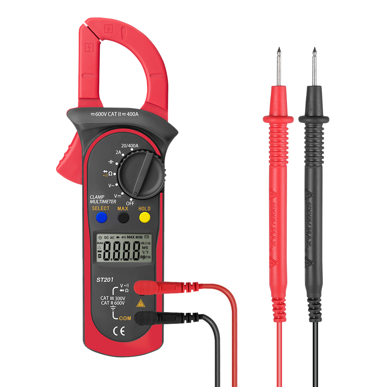 Digital multimeter tester AC DC volt ohm ampere clamp meter automatic range LCD handheld-