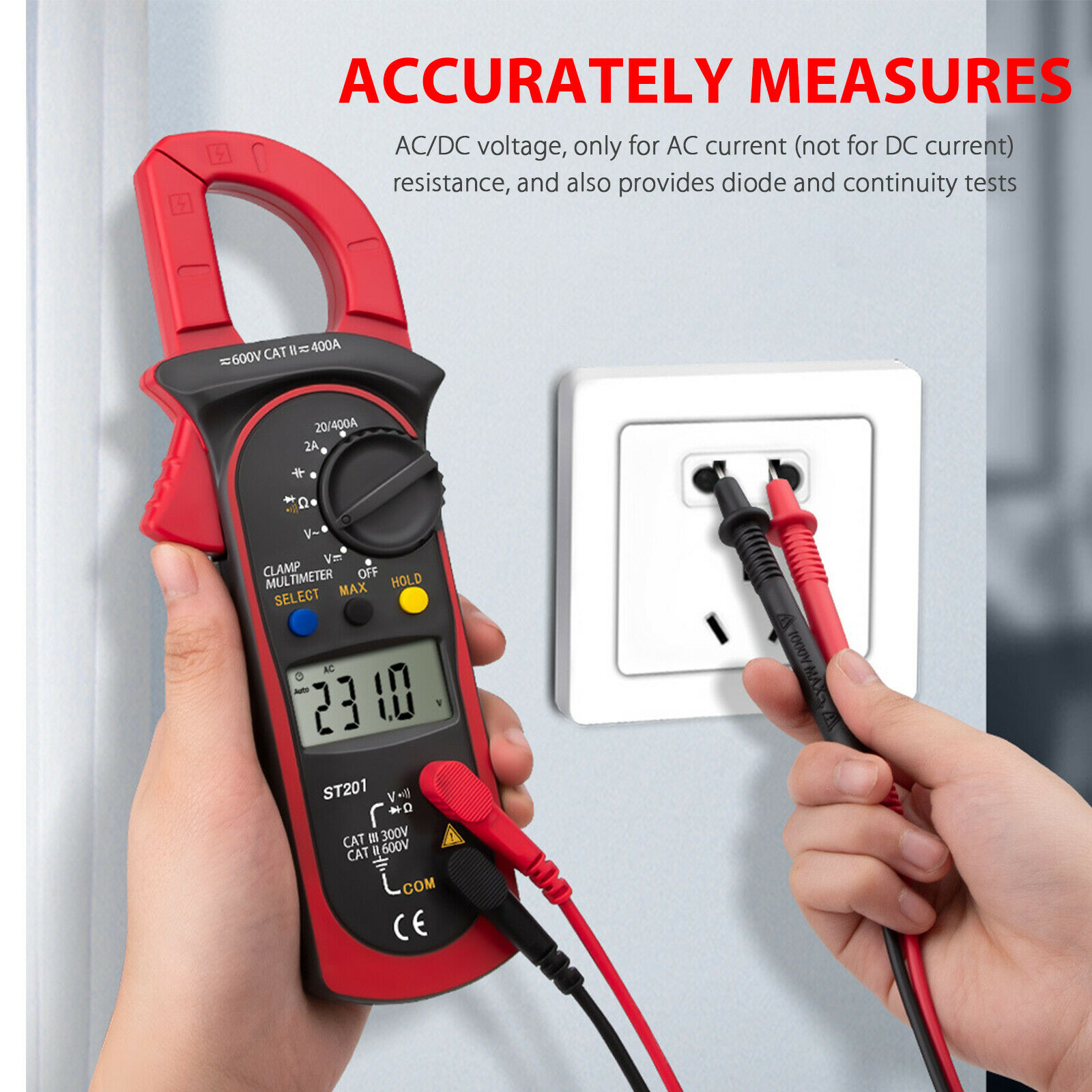 Digital multimeter tester AC DC volt ohm ampere clamp meter automatic range LCD handheld-