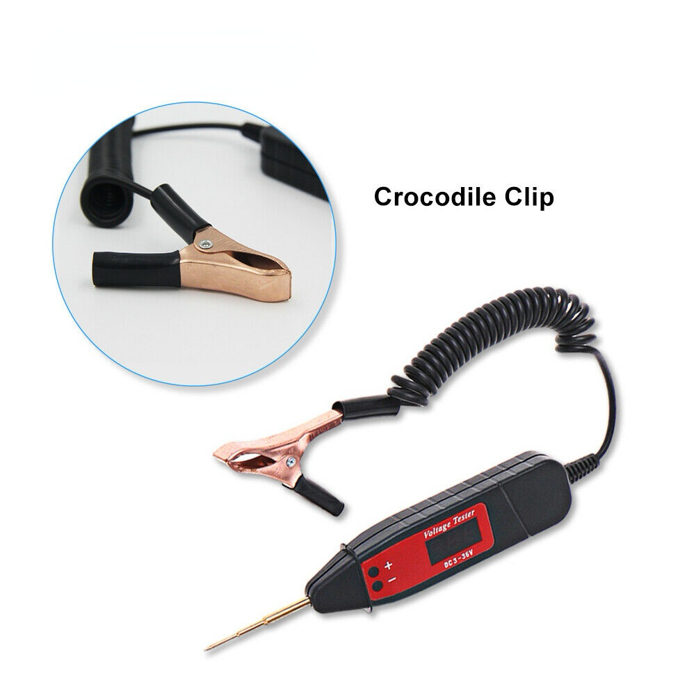 Automobile voltage detector test pen digital display circuit tester clip DC 3-36v-
