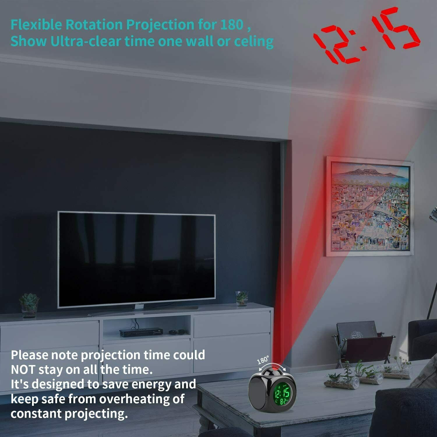 LCD clock, projection alarm clock, bedroom digital voice report alarm clock-