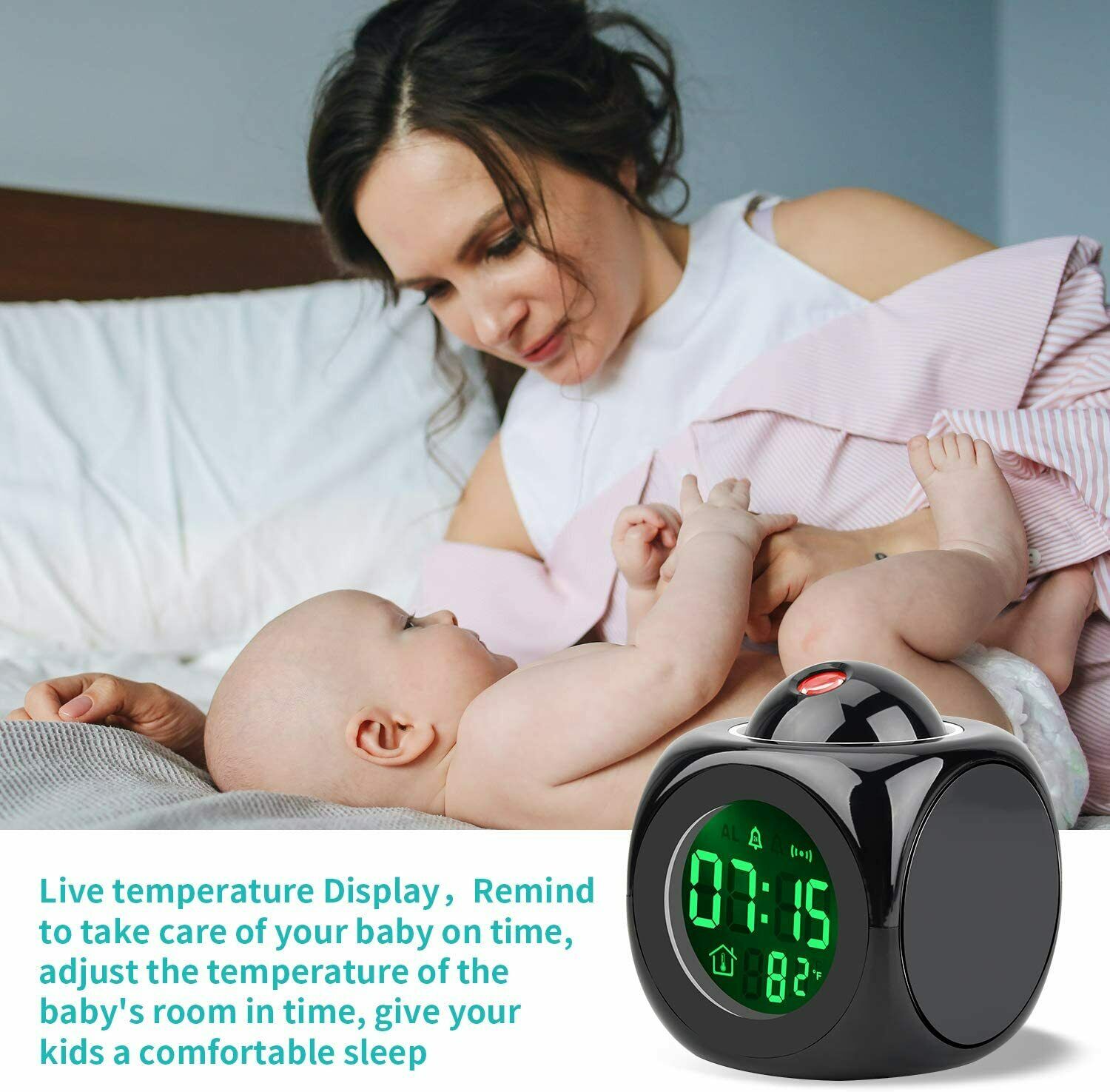 LCD clock, projection alarm clock, bedroom digital voice report alarm clock-