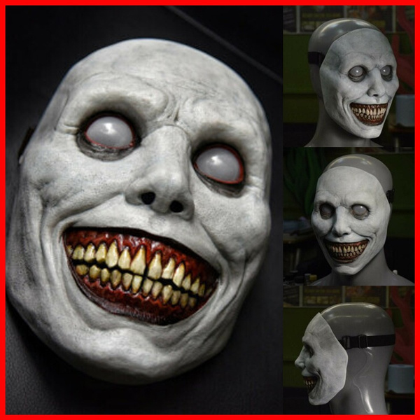 New Halloween Masquerade Horror Mask Cosplay Latex White Eyed Devil Mask Horror Horror Smiling