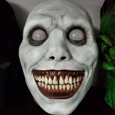New Halloween Masquerade Horror Mask Cosplay Latex White Eyed Devil Mask Horror Horror Smiling