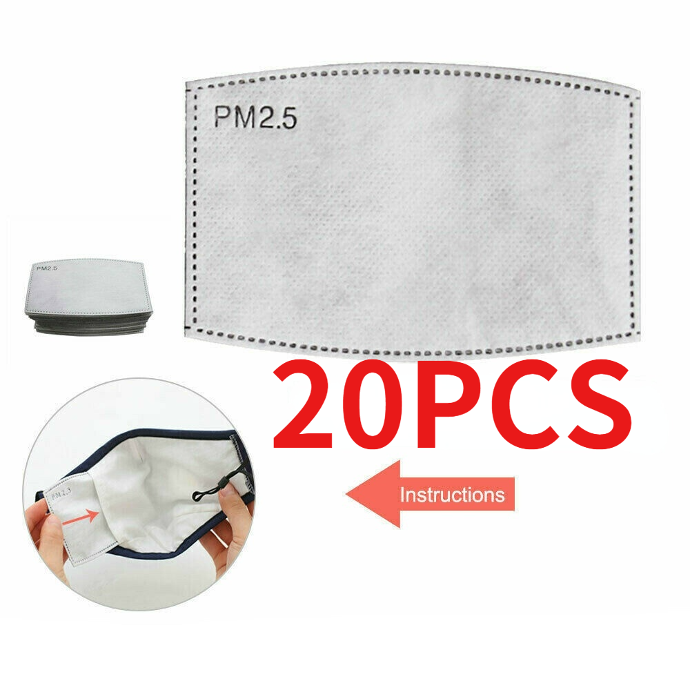 20PCS PM2.5 P2 Face Mask Filter Activated Carbon Breathing Filters Adult