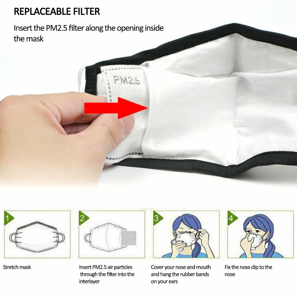20PCS PM2.5 P2 Face Mask Filter Activated Carbon Breathing Filters Adult