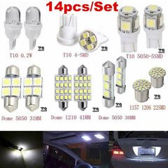 14Pcs Car Interior Package Map Dome License Plate Mixed LED Light Accessories Kits White 14 PC 6000K~8000K