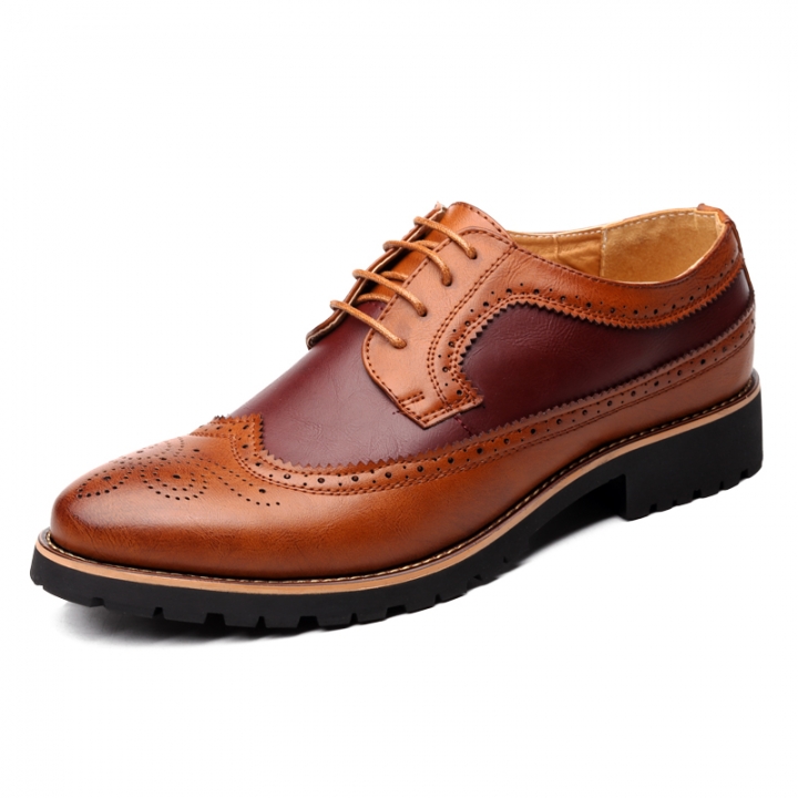 Mens Leather Lace Up Stylish Brogue Oxfords Formal Dress Business Shoes Leisure