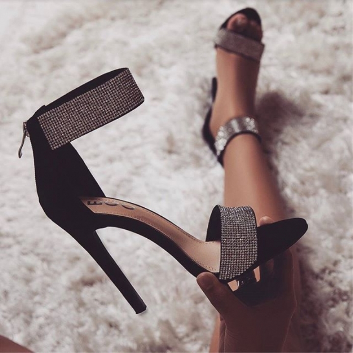 heels with diamond strap