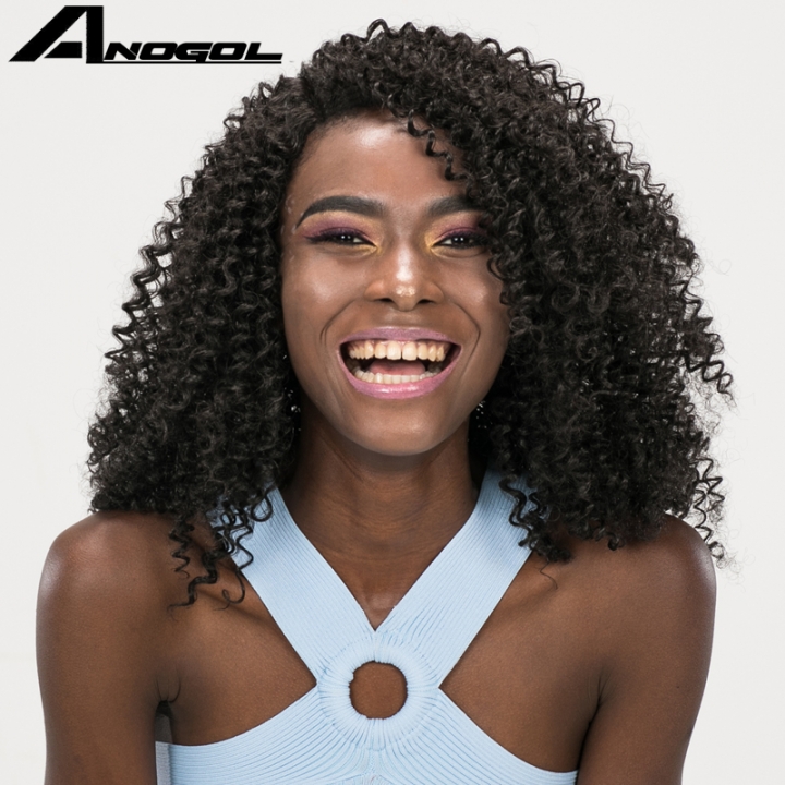 Anogol Free Cap Onsale Short Wave Hairstyle Kinky Curly Hair Wigs