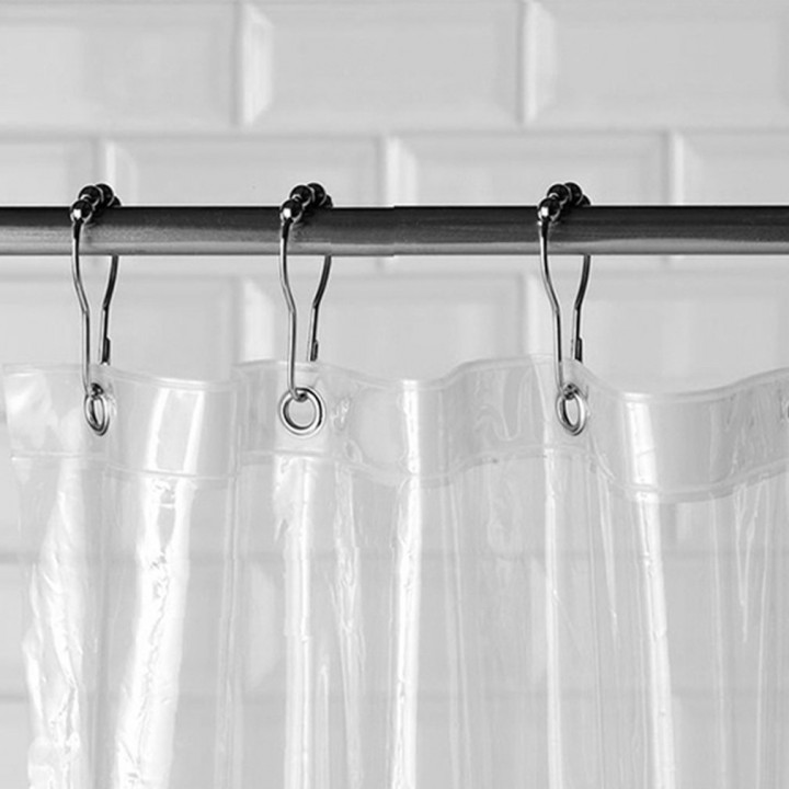 12 Polished Satin Nickel 5 Rollerball Shower Curtain Rings Curtain