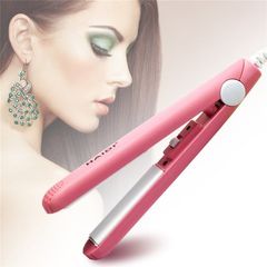Portable Ceramic Hair Roll Straighteners Beauty Wet/Dry Dual Use Tools Pink one size