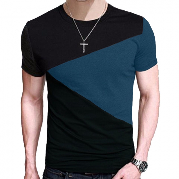 Men Summer Short Sleeve T-Shirt Crew-Neck Basic Cotton Tee Slim Fit Casual Tops