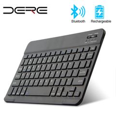 DERE WBK01 Mini Bluetooth Keyboard Wireless ipad Keyboard Tablet Rechargeable Keyboard For Tablet ipad cell phone Laptop Black 10 inch