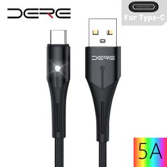 DERE CD1 5A 1m USB Type C Cable Aluminum Alloy Metal Fast Charging Mobile Phone Android Charger Type-C Data Cord black one size