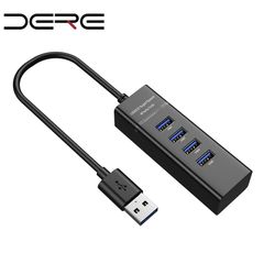 DERE UHB01 Usb3.0 Hub 4-Port High-Speed USB Splitter for Hard Drives USB Flash Drive Mouse Keyboard Extend Adapter Laptops Usb Hub Black USB 3.0
