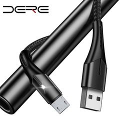 DERE CD2 Micro USB Cable 5A Nylon Fast Charging USB Cable for Samsung Xiaomi HTC USB Charger Data Cable Mobile Phone Cable Black 100cm