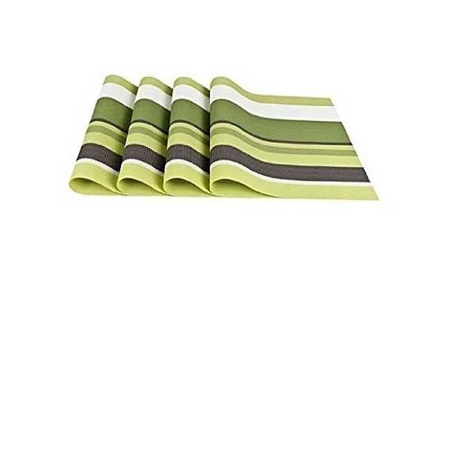Table Mat - 45cm x 32cm - 6Pcs - Stripped Green