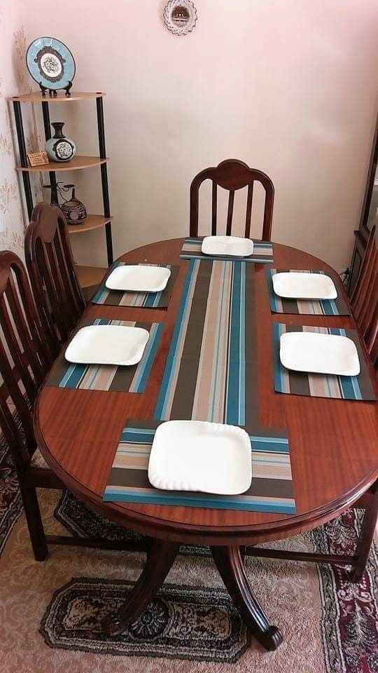 7PCs Tableware 6pcs 30*45cm Placemats Table Mats + 1 Long Table Runner