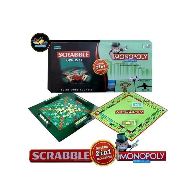 2-in-1 Monopoly &amp; Scrabble Set Classic Board Game Educational Learning Toy