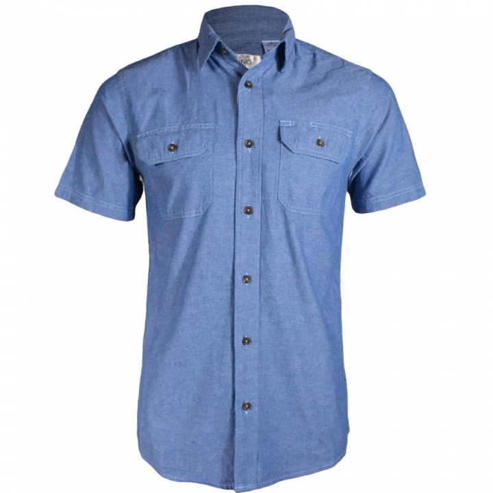 Zecchino Blue Chambray Men's Short Sleeved Shirts