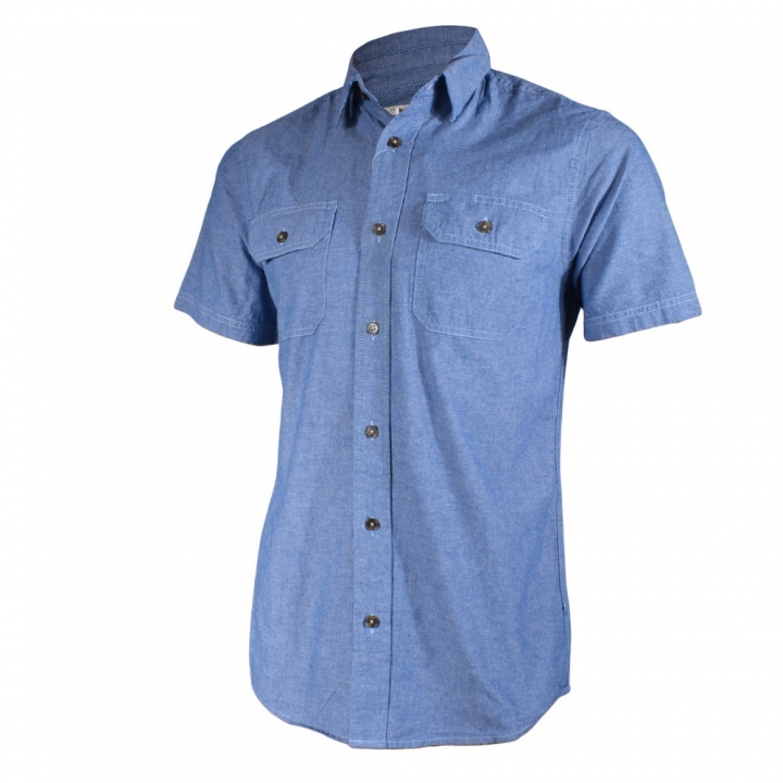 Zecchino Blue Chambray Men's Short Sleeved Shirts