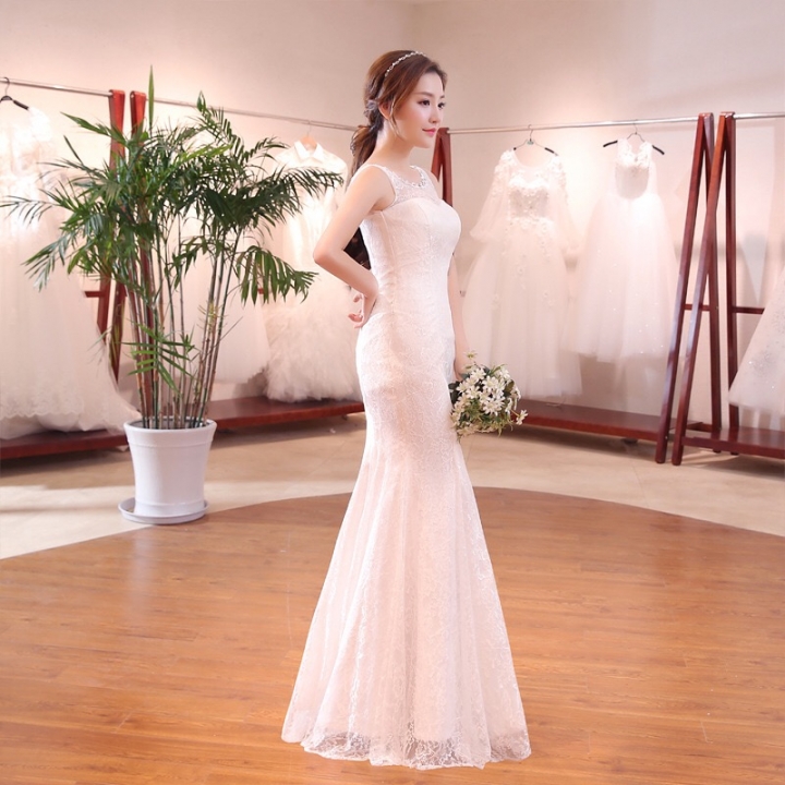 2018 New Style Wedding Gown Dress Fishtail Flat Shoulder 2018 New Style Wedding Gown Dress Fishtail Flat Shoulder Slim Waist S