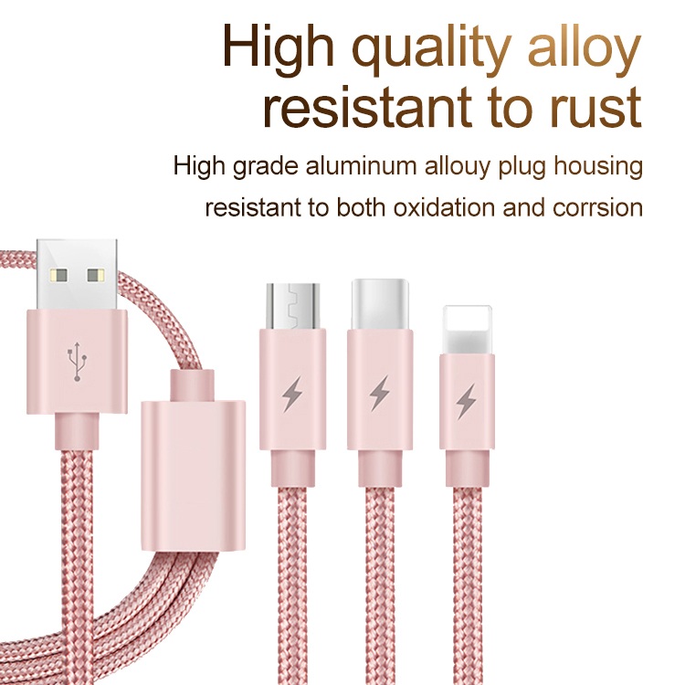 USB Cable For iPhone XS Max XR X 8 7 6 5 Charging Charger 3 in 1  For Mobile Phone USB Type c Type-c