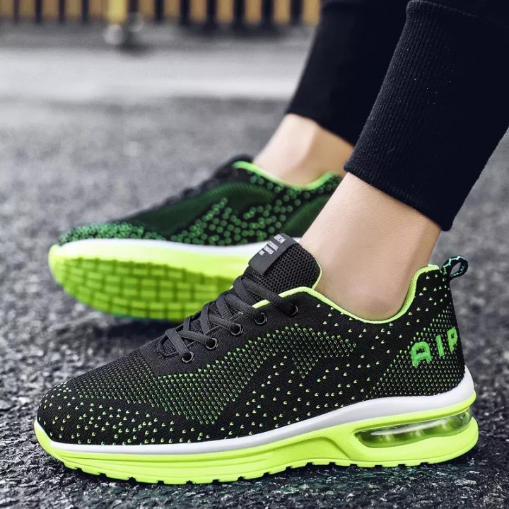 Air Cushion Pu Bottom Flying Knit Shoes 39 44 Sport Mesh Out Door Code Green 41