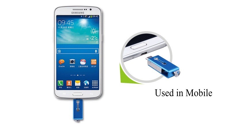 Metal mobile phone storage U disk 2 in one OTG USB adapter used by both android phone and computer