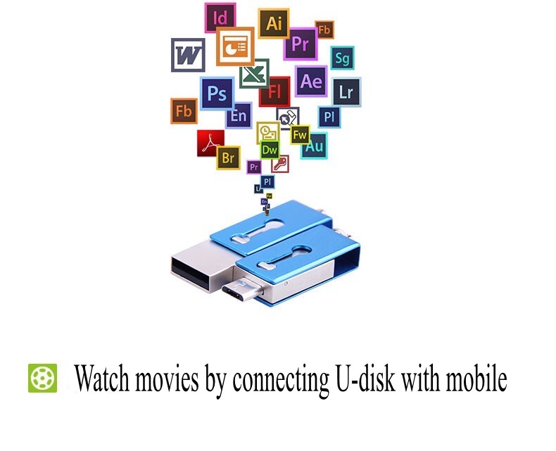 Metal mobile phone storage U disk 2 in one OTG USB adapter used by both android phone and computer