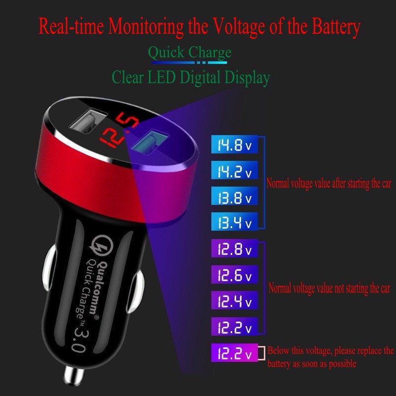 QC 3.0 Quick Charger Double USB Car Charger Sixfold Protection with CE FCC RoHS Authentication