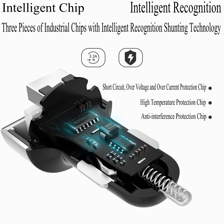 QC 3.0 Quick Charger Double USB Car Charger Sixfold Protection with CE FCC RoHS Authentication