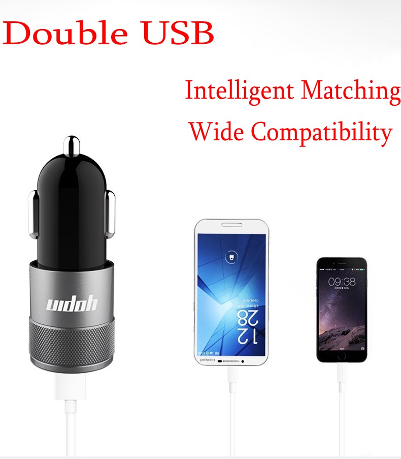 Quick Charger Double USB Car Charger Sixfold Protection with CE FCC RoHS Authentication