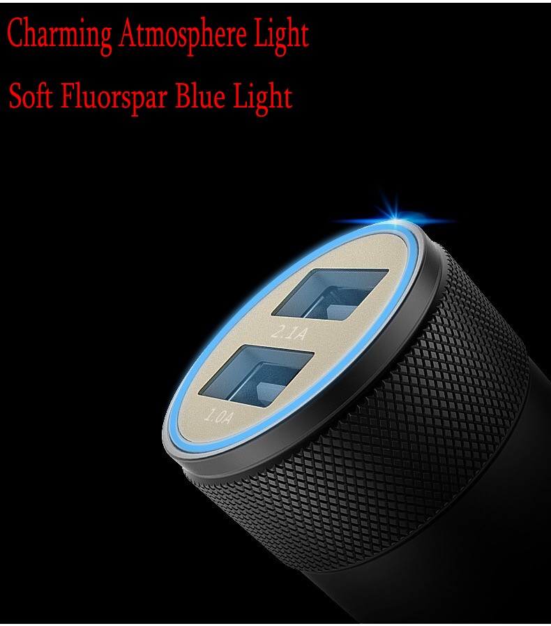 Quick Charger Double USB Car Charger Sixfold Protection with CE FCC RoHS Authentication